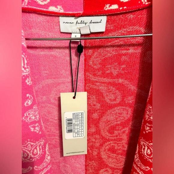 Never Fully Dressed NWT Bandana Clash Cardigan in pink & red Sz S - Picture 8 of 9
